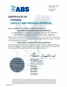 Açoforja Industria de Forjados - Certificado ABS